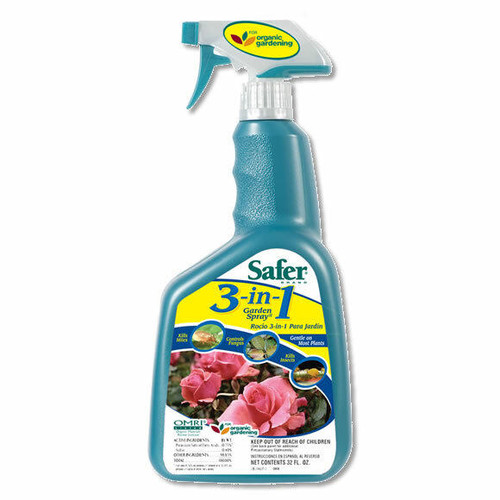 Hydrofarm SF5452 Safer 3-in-1 Garden Spray RTU, 1 qt SF5452 or Safer