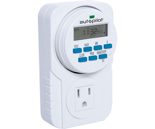 Hydrofarm TM01715 Autopilot 7-Day Grounded Digital Programmable Timer, 1725W, 15A, 1 Second On/Off, 8 On/Off Cycles TM01715 or Autopilot Hydrofarm TM01715 Autopilot 7-Day Grounded Digital Programmable Timer, 1725W, 15A, 1 Second On/Off, 8 On/Off Cycles TM01715 or Autopilot
