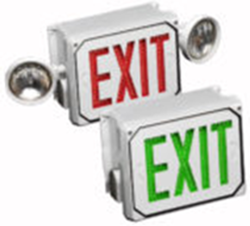 Big Beam Emergency Lighting 4XL1GW NEMA 4X EXIT SIGNS / All must be Single Face Made in USA 4XL1GW AC Only, Green Letters, White Panel or 4XL1GW or BIGBEAM