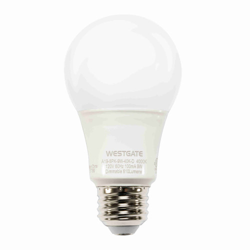 A19 LED LAMPS   15,000 Hours  | A19-40PK-9W-30K-D | Options Available:  | Westgate