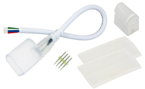 American Lighting RGB-NF-CONKIT-NP RGB NF CONKIT NP RBG NEON CONKIT, NO PLUG, 5FT, INCL END CAP, NO RECTIFIER,,ONE SET PER POLYBAG or 714176005829 or 24V power connecter kit; 5ft power cord no plug or inverter, 2 power pins, end cap, and 2 4 pieces of shrink tube or American Lighti