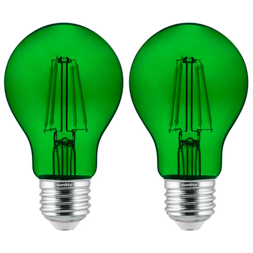Sunlite 81083-SU 4.5W 120V Filament Green LED A19 Bulb - Pack of 2