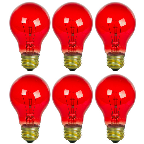 Sunlite 40447-SU 25A/TR/RED/6PK 25 Watt A19 Colored