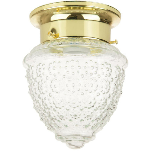 Sunlite 04500-SU Sunlite Pineapple Style Ceiling Fixture, Polished Brass Finish, Clear Textured Glass