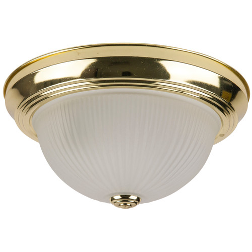 Sunlite 11" Decorative Dome Ceiling Fixture, Polished Brass Finish, Frosted Glass