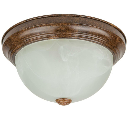 Sunlite 46070-SU Sunlite 11 Decorative Dome Ceiling Fixture, Distressed Brown Finish, Alabaster Glass