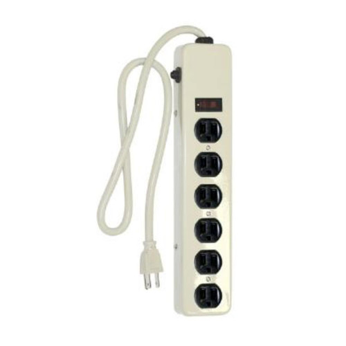 Sunlite 04045-SU Power Strip with Surge Protection, 6-Outlets, 3-Foot Cord, 90 Joules, Metal Case, For Home, Office, Dorm Rooms, UL Listed, Ivory Color