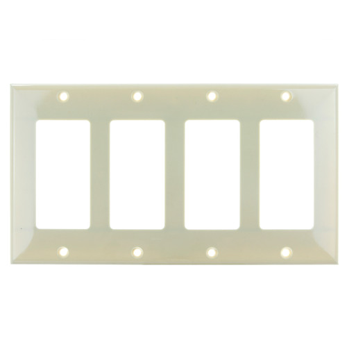 Sunlite 50752-SU 4-Gang Decorative Switch and Receptacle Plate, Plastic, Matching Screws Included, UL Listed, Ivory 1 Pack