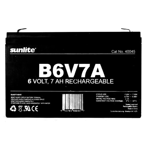 Sunlite 40045-SU 7A 6V Emergency Back-Up Battery, Black Sunlite 40045-SU 7A 6V Emergency Back-Up Battery, Black