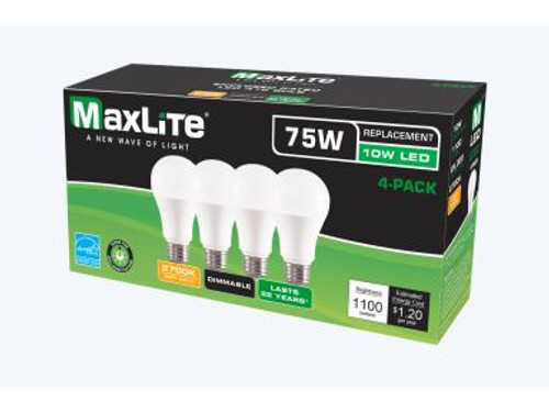 Enclosed 10W Dim LED A19 5000K 4Pk - Wingstack Gen 1 E10A19D50/4P/WS1 by Maxlite