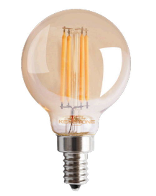 Keystone Technologies KT-LED4.5FG16-E26-822-A 40W Equiv., 4.5W, G16.5, E26, 2200K, ³80 CRI, Dimmable, Amber Decorative Light Bulbs Keystone Technologies KT-LED4.5FG16-E26-822-A 40W Equiv., 4.5W, G16.5, E26, 2200K, ³80 CRI, Dimmable, Amber Decorative Light Bulbs