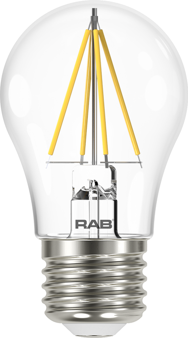 RAB Lighting A15-4-E26-827-F-C Filament A15 4.5W 40EQ 450LM E26 CRI80 2700K Dim Clear
