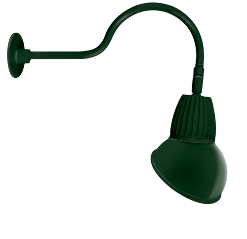RAB Lighting GN1LED13YAD11G Gooseneck Style1 13W Warm LED 11" AngLED Dome Shade Green