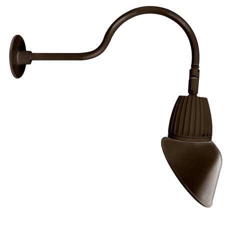 RAB Lighting GN1LED26YRAC11BWN Gooseneck Style1 26W Warm LED 11" Ac Shade Rect Refl Brown