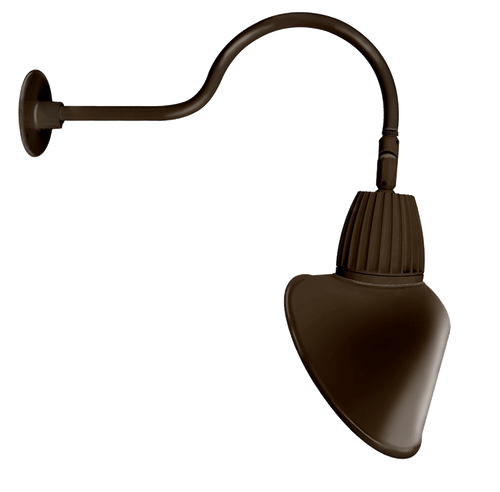 RAB Lighting GN1LED26YRACBWN Gooseneck Style1 26W Warm LED 15" Ac Shade Rect Refl Brown