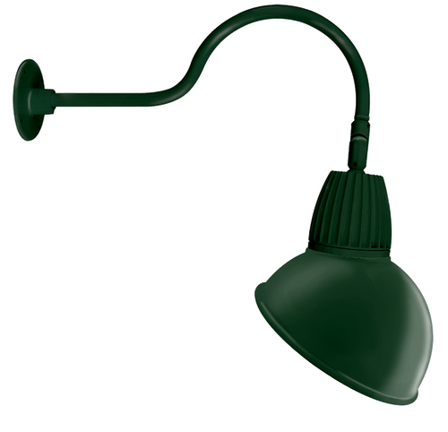 RAB Lighting GN1LED26YRADG Gooseneck Style1 26W Warm LED 15" Ad Shade Rect Refl Green