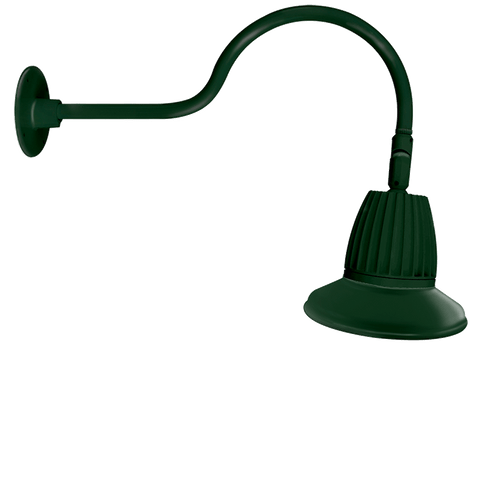 RAB Lighting GN1LED26YRST11G Gooseneck Style1 26W Warm LED 11" St Shade Rect Refl Green