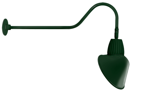 RAB Lighting GN2LED26YRACG Gooseneck Style2 26W Warm LED 15" Ac Shade Rect Refl Green