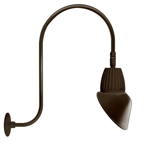 RAB Lighting GN3LED13YRAC11BWN Gooseneck Style3 13W Warm LED 11" Ac Shade Rect Refl Brown