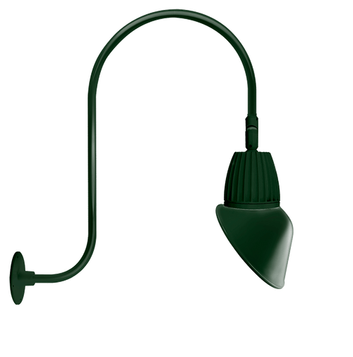 RAB Lighting GN3LED13YRAC11G Gooseneck Style3 13W Warm LED 11" Ac Shade Rect Refl Green
