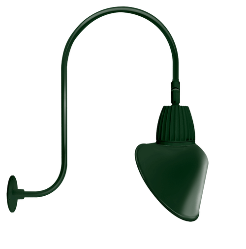 RAB Lighting GN3LED13YRACG Gooseneck Style3 13W Warm LED 15" Ac Shade Rect Refl Green