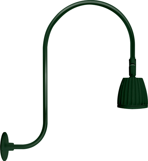 RAB Lighting GN3LED13YRG Gooseneck Style3 13W Warm LED No Shade Rect Refl Green