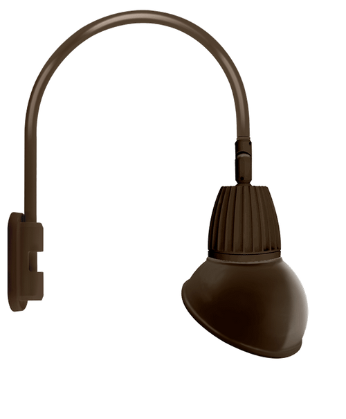 RAB Lighting GN5LED26YSAD11BWN Gooseneck Style5 26W Warm LED 11" Ad Shade Spot Refl Brown