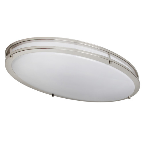 Sunset F9917-80-3-4K Sunset Lighting F9917-80-3-4K 32 Inches LED Oval Ceiling Mount - Etched White Opal Acrylic Lens, Dimmable - with Bright Satin Nickel Finish
