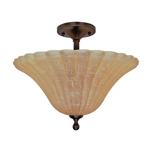 Nuvo 60/012 Moulan; 3 Light; 16 in.; Semi-Flush with Champagne Linen Washed Glass
