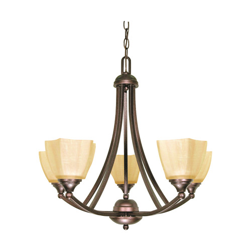 Nuvo 60/055 Normandy; 5 Light; 25 in.; Chandelier with Champagne Linen Washed Glass