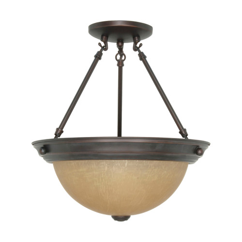 Nuvo 60/1259 2 Light 13 in.; Semi-Flush with Champagne Linen Washed Glass