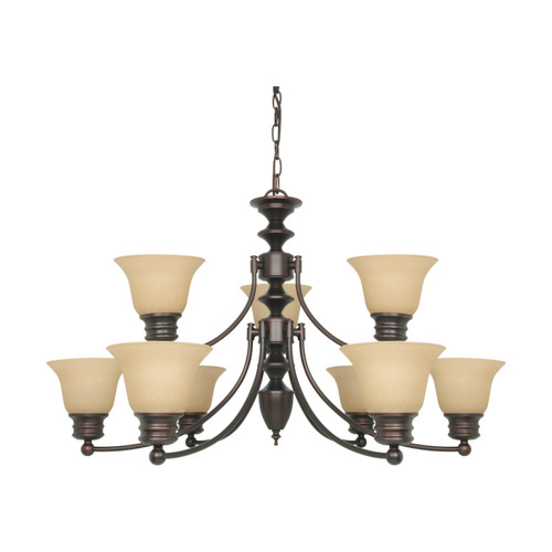 Nuvo 60/1275 Empire; 9 Light; 32 in.; Chandelier with Champagne Linen Washed Glass