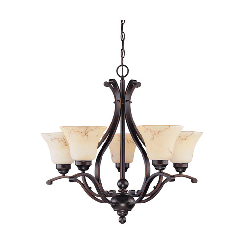 Nuvo 60/1402 Anastasia; 5 Light; 24 in.; Chandelier with Honey Marble Glass