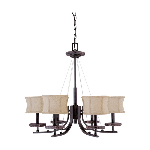 Nuvo 60/1442 Madison; 6 Light; 28 in.; Chandelier with Fabric Shades