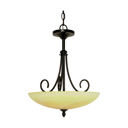 Nuvo 60/159 Vanguard; 3 Light; 16 in.; Pendant with Gold Washed Alabaster Swirl Glass