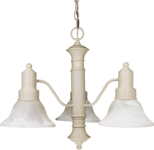 Nuvo 60/196 Gotham; 3 Light; 23 in.; Chandelier with Alabaster Glass Bell Shades