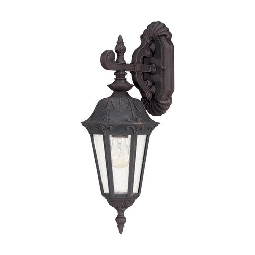 Nuvo 60/2036 Cortland; 1 Light; Small Wall Lantern; Arm Down with Seeded Glass