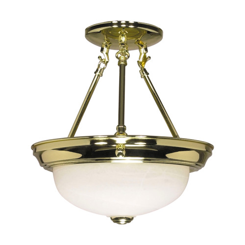 Nuvo 60/216 2 Light; 11 in.; Semi-Flush; Alabaster Glass