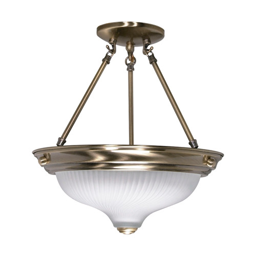 Nuvo 60/241 2 Light; 13 in.; Semi-Flush; Frosted Swirl Glass