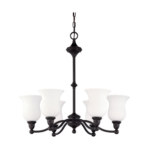 Nuvo 60/2427 Glenwood ES; 6 Light; Chandelier with Satin White Glass; Lamp Included