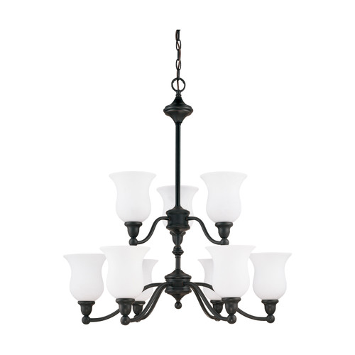 Nuvo 60/2428 Glenwood ES; 2 Tier 9 Light; Chandelier with Satin White Glass; Lamp Included