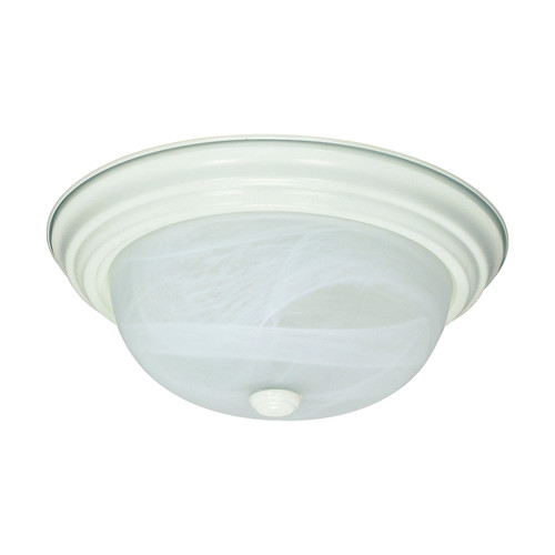 Nuvo 60/2629 2 Light ES 13 in.; Flush Fixture with Alabaster Glass; (2) 13w GU24 Lamps Included