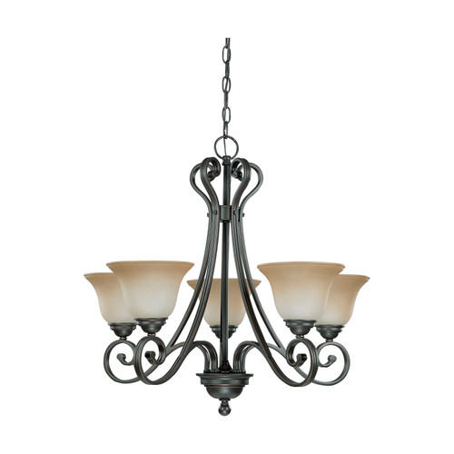 Nuvo 60/2742 Montgomery; 5 Light; (arms up) Chandelier with Champagne Linen Glass