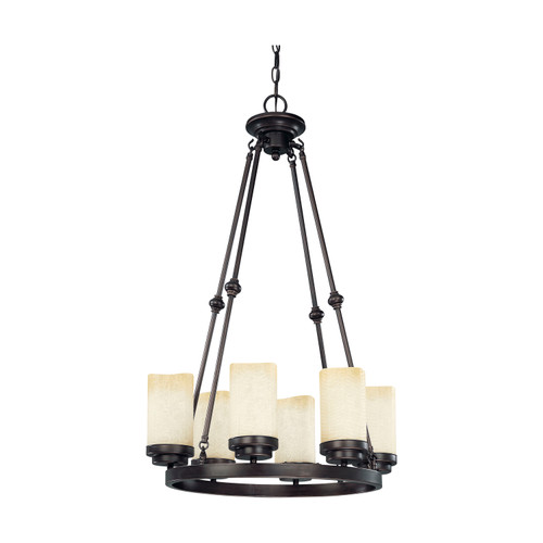 Nuvo 60/2762 Lucern; 6 Light; 22 in.; Round Chandelier with Saddle Stone Glass