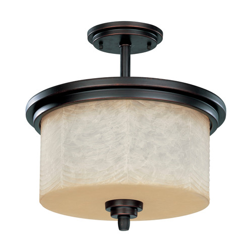 Nuvo 60/2766 Lucern; 3 Light; Semi-Flush (convertible) with Saddle Stone Glass