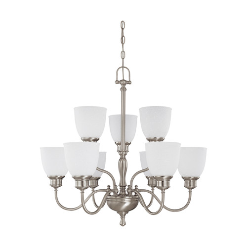 Nuvo 60/2779 Bella; 9 Light; 2 Tier Chandelier with Frosted Linen Glass