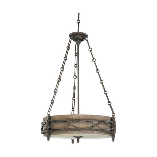 Nuvo 60/2886 Ansel; 3 Light; Pendant with Bronze Age Fabric Shade