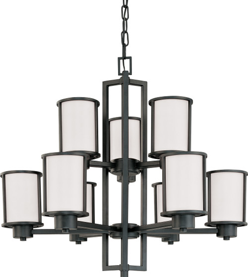 Nuvo 60/2979 Odeon; 6 + 3 Light; Chandelier with Satin White Glass