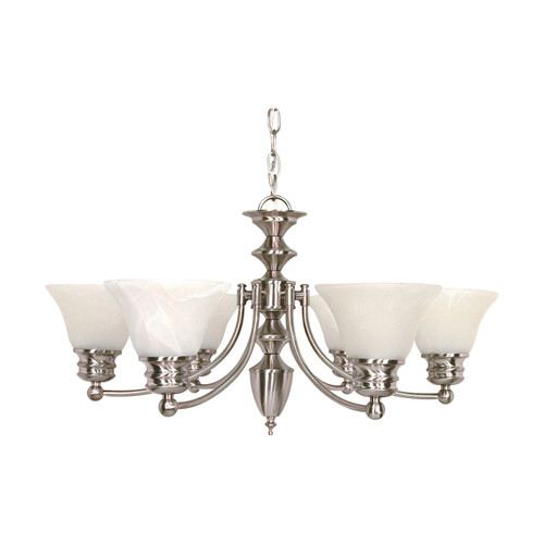 Nuvo 60/3195 Empire ES; 6 Light; 26 in.; Chandelier with Alabaster Glass; (6) 13W GU24 Lamps Included