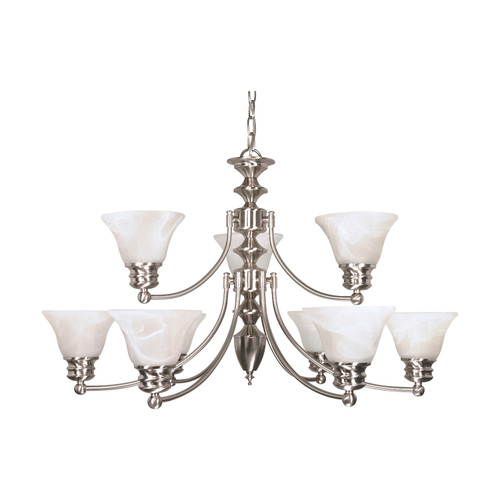 Nuvo 60/3196 Empire ES; 9 Light; 32 in.; Chandelier with Alabaster Glass; (9) 13W GU24 Lamps Included